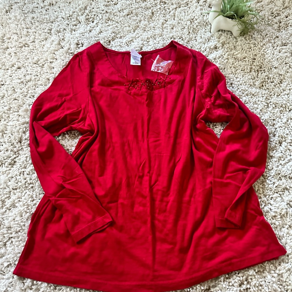 NWT Just My Size sophisticated evening red long sleeve womens casual cut…